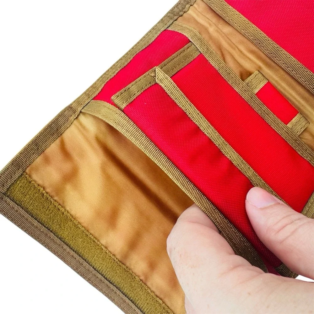 Levis Vintage Red Nylon Trifold Checkbook Wallet Hook Loop Closure
